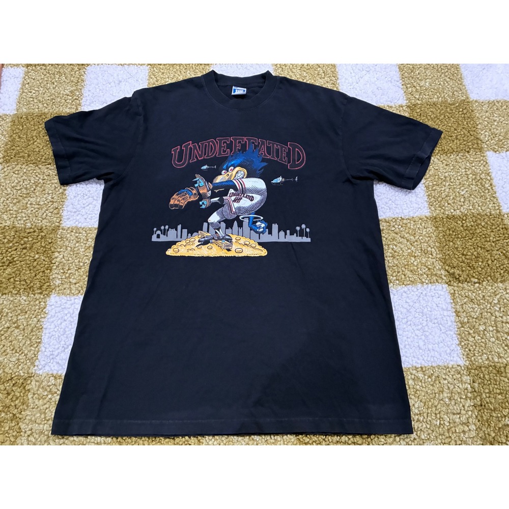 Undefeated Mens Graphic T-Shirt Black Baseball Bird Streetwear Large